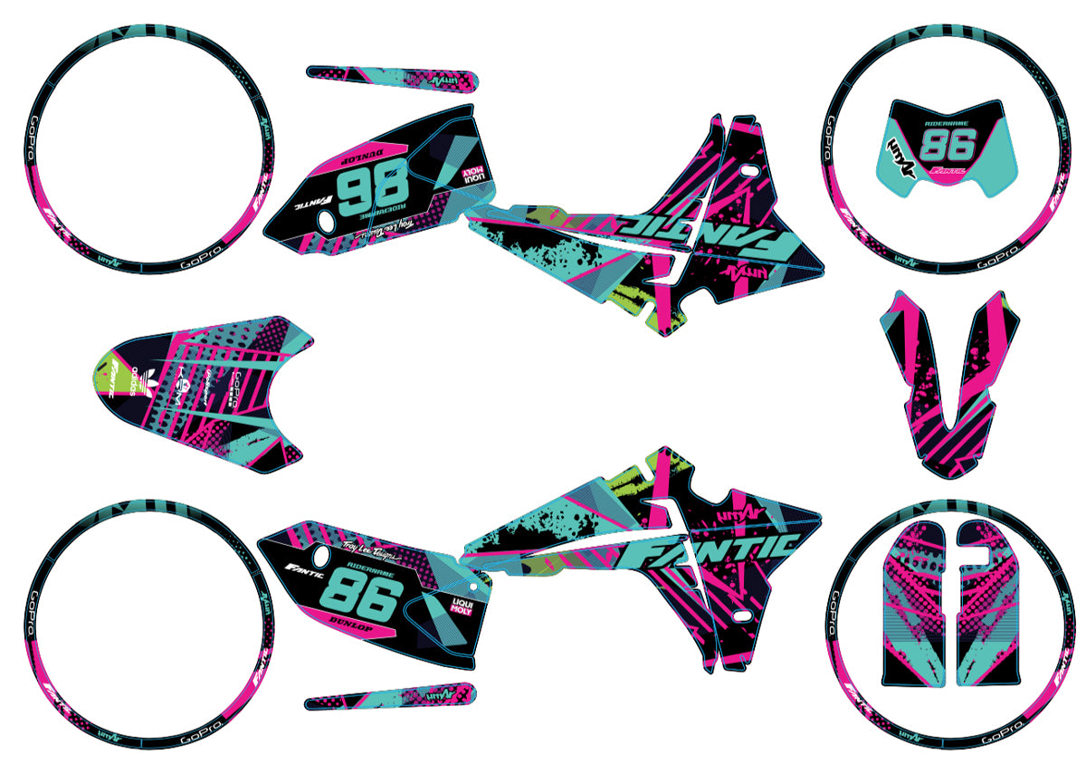 Kit déco Fantic 50cc 2023-2025 Pinkster | autocollants moto | personnalisation 50cc | armysctv
