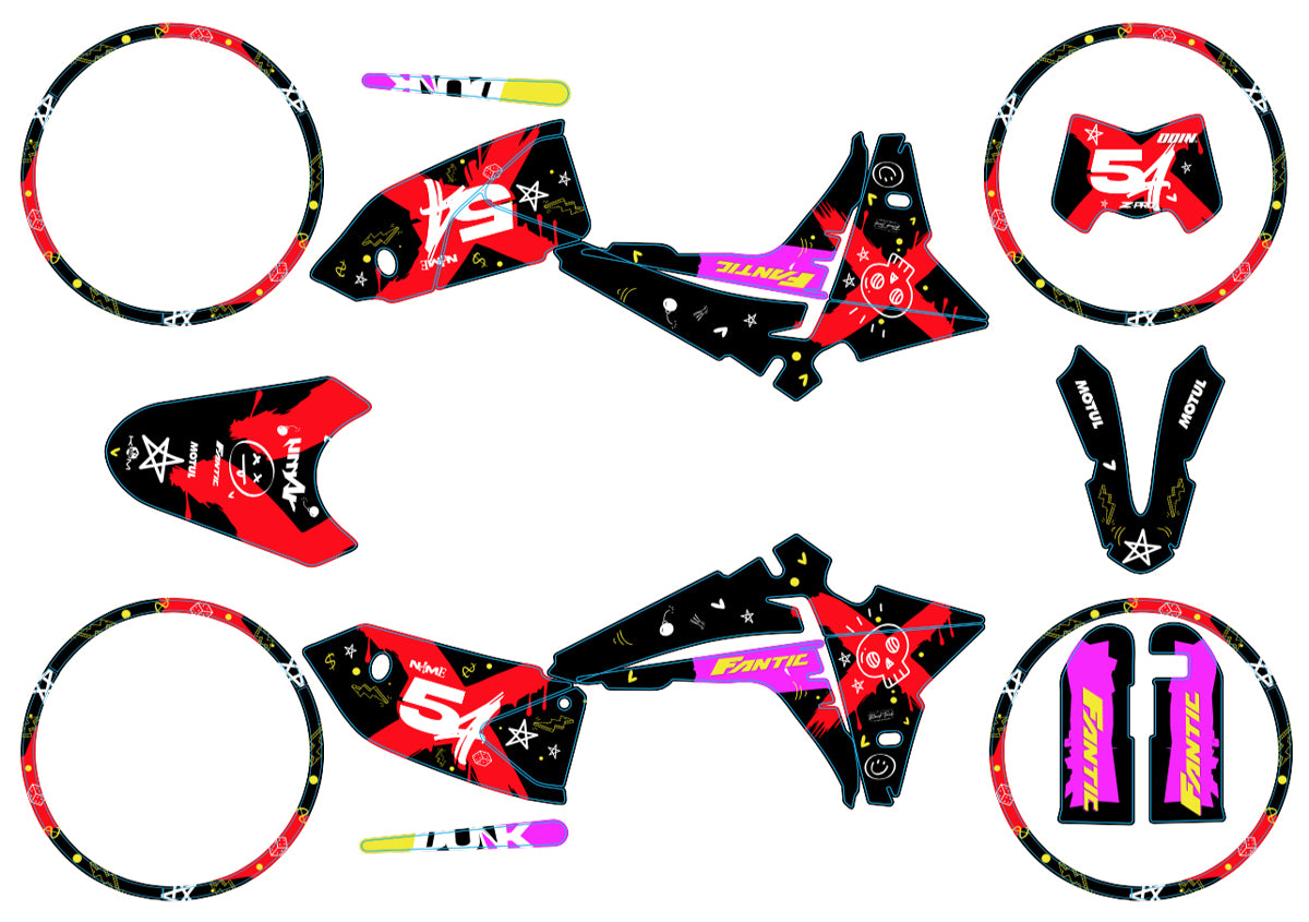 Kit déco Fantic 50cc 2023-2025 Punk | autocollants moto | personnalisation 50cc | armysctv