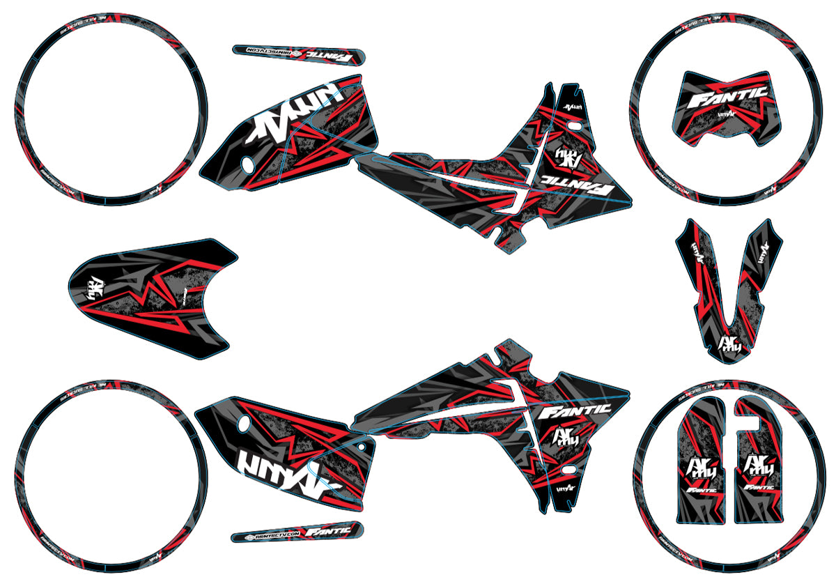 Kit déco Fantic 50cc 2023-2025 Army Redrum | autocollants moto | personnalisation 50cc | armysctv