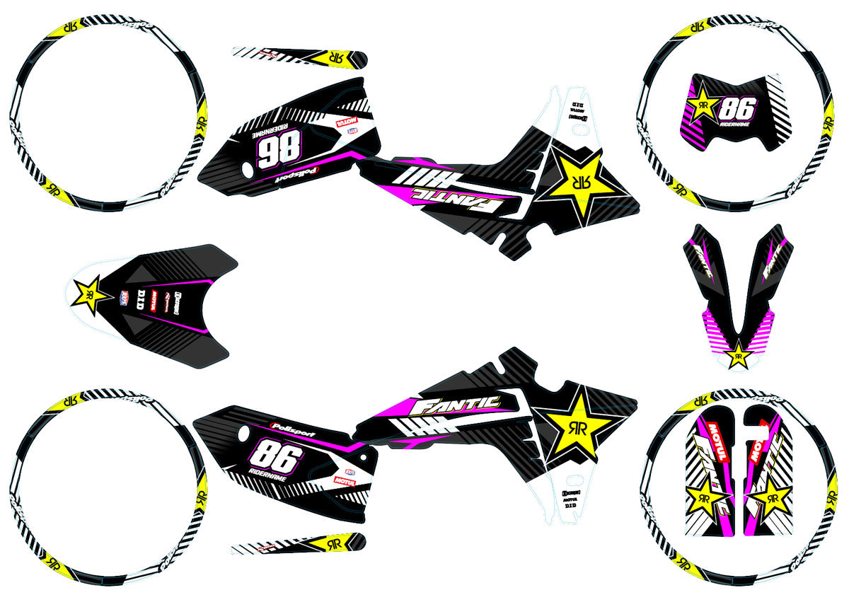 Kit déco Fantic 50cc 2023-2025 Rockstar | autocollants moto | personnalisation 50cc | armysctv