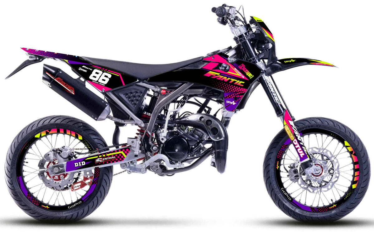 Kit déco Fantic 50cc 2017-2022 Army Neon | autocollants moto | personnalisation 50cc | armysctv