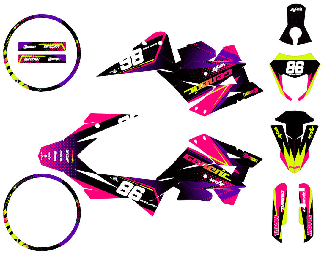 Kit déco 50cc Generic Trigger SM 2006-2018 Army Neon