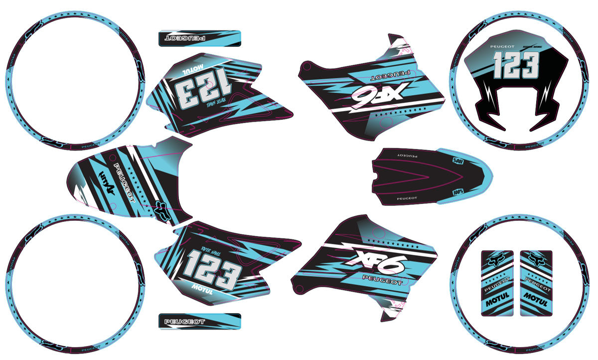 Kit déco 50cc Peugeot XP6 2004-2010 Dream | autocollants moto | personnalisation 50cc | armysctv