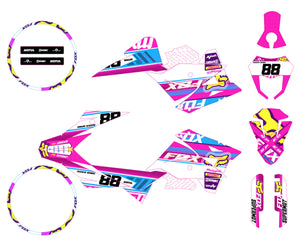 Kit déco 50cc Malaguti XSM / XTM 2019-2023 Pink Fox | autocollants moto | personnalisation 50cc | armysctv