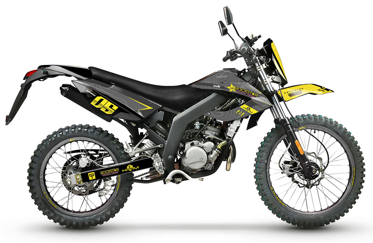 Deko-sett 50cc Masai Rider 2012-2025 Gul | motorsykkel klistremerker | tilpasning 50cc | armysctv