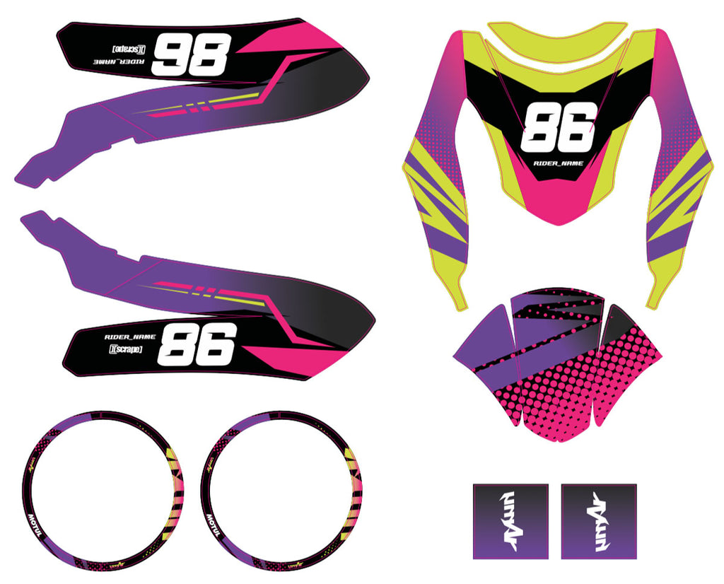 Kit déco scooter Peugeot Kisbee 2010-2017 Neon | autocollants moto | personnalisation 50cc | armysctv