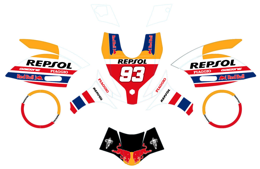 Kit déco 50cc Piaggio Zip 2000-2023 Repsol