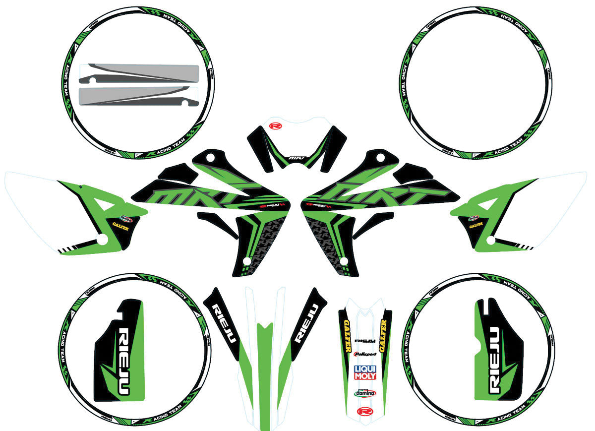 Kit déco Rieju MRT 50cc 2009-2021 green style | autocollants moto | personnalisation 50cc | armysctv