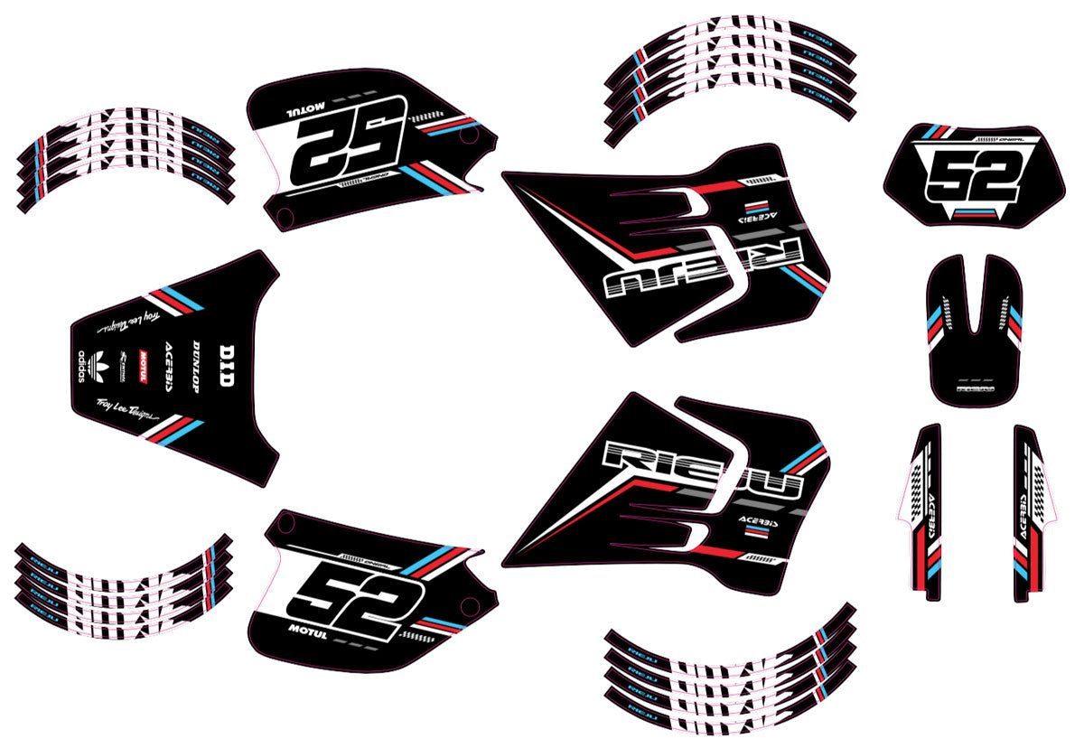 Kit pegatinas 50cc Rieju RR 1996-2004 Gato Negro | pegatinas para moto | personalización 50cc | armysctv
