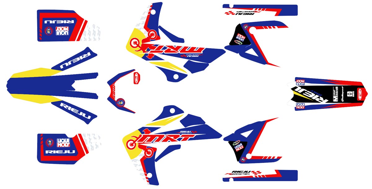 Dekor kit Rieju MRT 50cc 2009-2021 Sprungstil | Motorradaufkleber | Personalisierung 50cc | armysctv