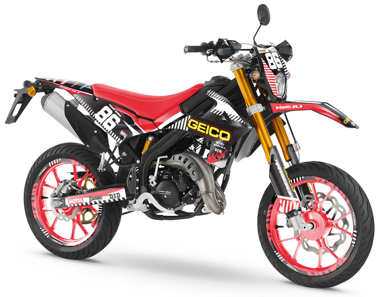 Kit déco Rieju MRT 50cc 2022-2025 Geico | autocollants moto | personnalisation 50cc | armysctv