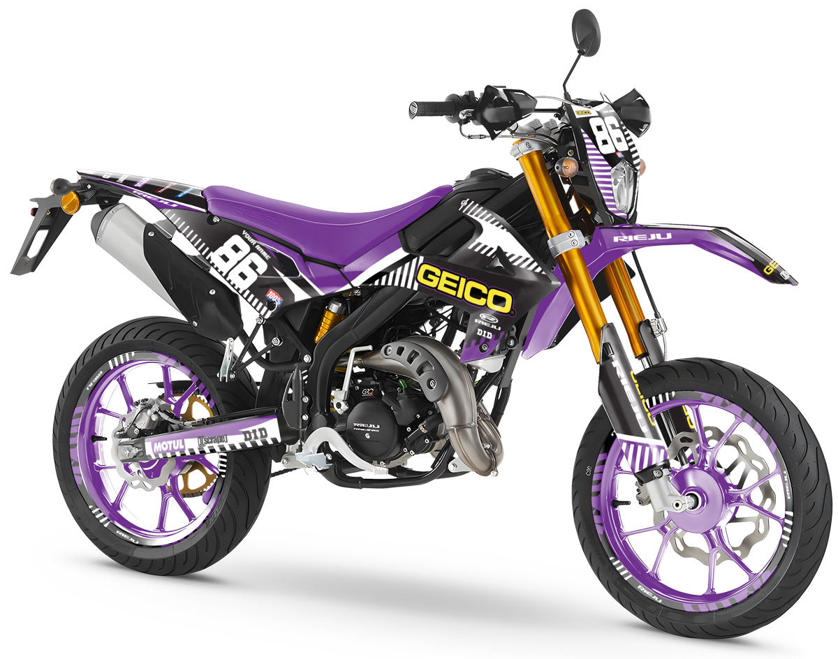Kit déco Rieju MRT 50cc 2022-2025 Geico | autocollants moto | personnalisation 50cc | armysctv