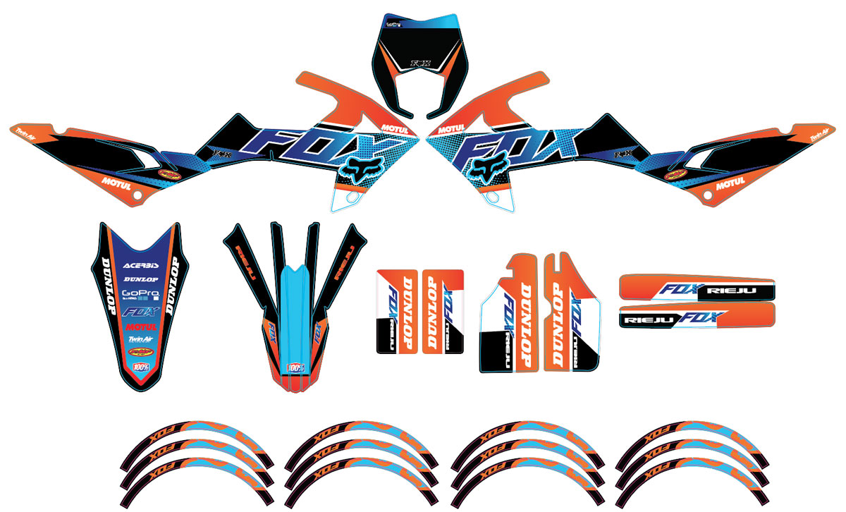 Kit déco Rieju MRT 50cc 2022-2025 Orange Fox | autocollants moto | personnalisation 50cc | armysctv