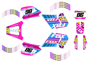 Kit déco 50cc Rieju RR 1996-2004 Pink Fox | autocollants moto | personnalisation 50cc | armysctv