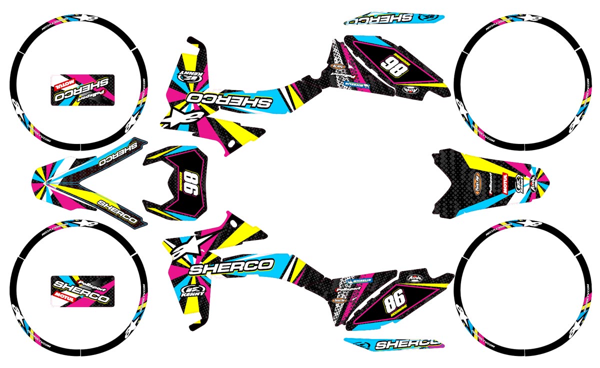Dekor kit Sherco 50cc 017-2025 Alpinestars | Motorradaufkleber | Personalisierung 50cc | armysctv