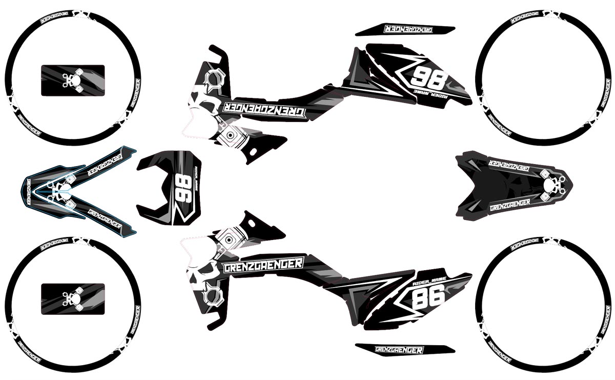 Dekor kit Sherco 50cc 2017-2025 grenz | Motorradaufkleber | Personalisierung 50cc | armysctv