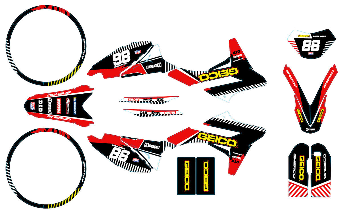 Dekor kit Sherco 50cc 2013-2016 Geico | Motorradaufkleber | Personalisierung 50cc | armysctv