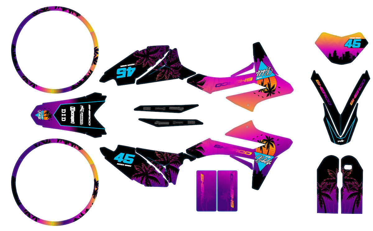 Graphic decals Sherco 50cc Miami - Tropical and bright style for 50cc ...