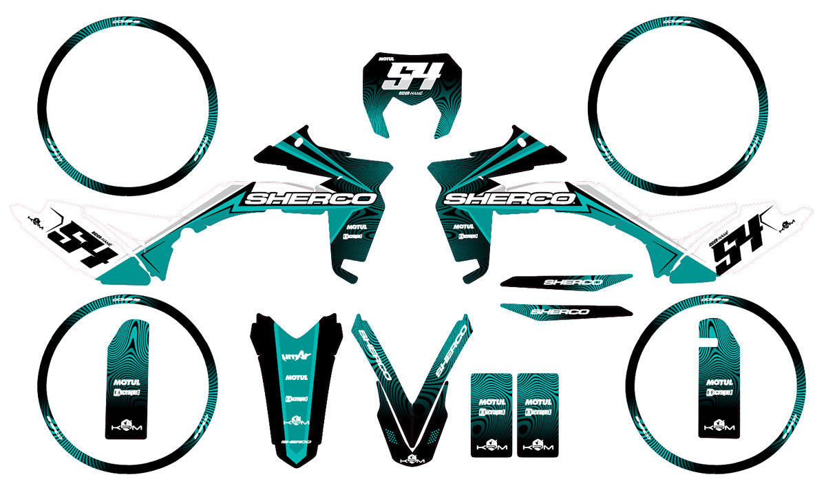 Kit pegatinas Sherco 50cc 2017-2025 Ejército Orión | pegatinas para moto | personalización 50cc | armysctv