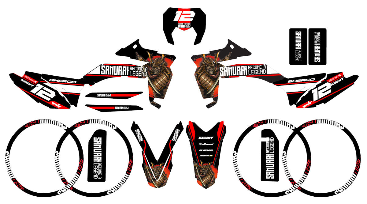 Kit pegatinas Sherco 50cc 2017-2025 Samourai | pegatinas para moto | personalización 50cc | armysctv
