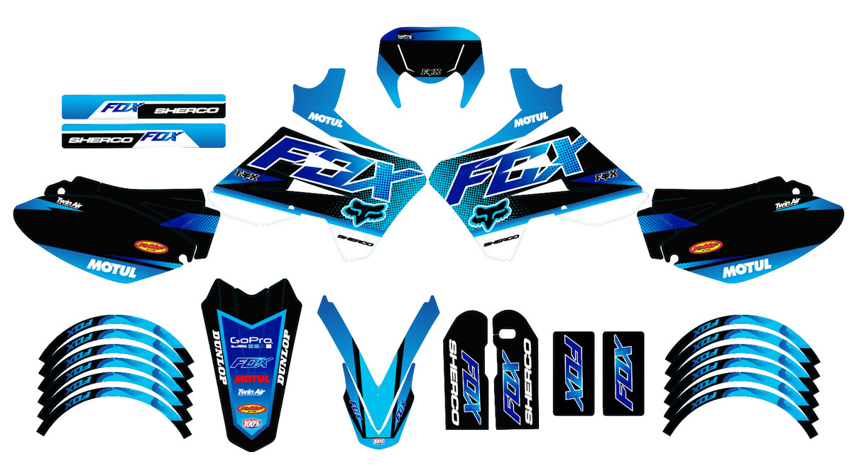 Dekor kit 50cc Sherco HRD 2006-2012 Blauer Fuchs | Motorradaufkleber | Personalisierung 50cc | armysctv