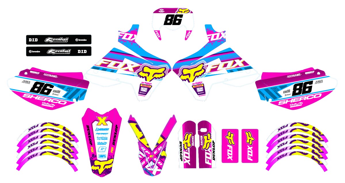 Dekor kit 50cc Sherco HRD 2006-2012 Pink Fox | Motorradaufkleber | Individualisierung 50cc | armysctv