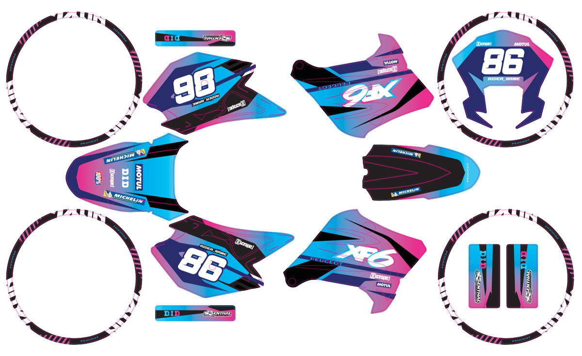 Kit déco 50cc Peugeot XP6 2004-2010 Blast | autocollants moto | personnalisation 50cc | armysctv