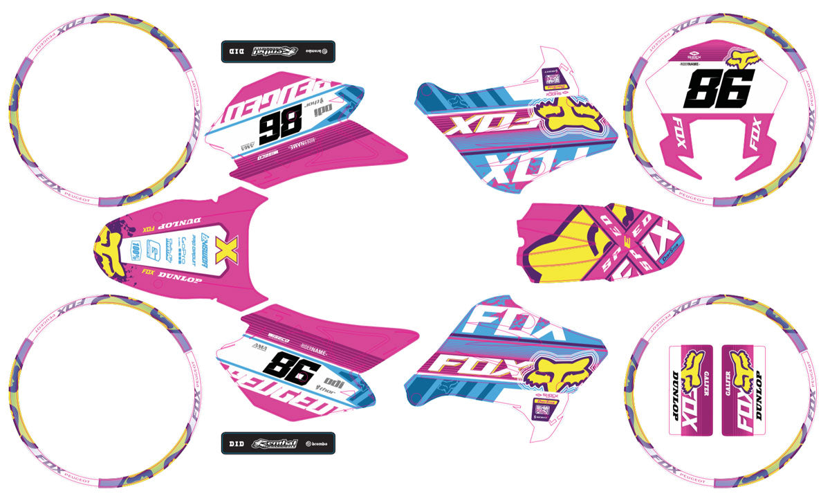 Dekor kit 50cc Peugeot XP6 2004-2010 Pink Fox | Motorradaufkleber | 50cc Personalisierung | armysctv