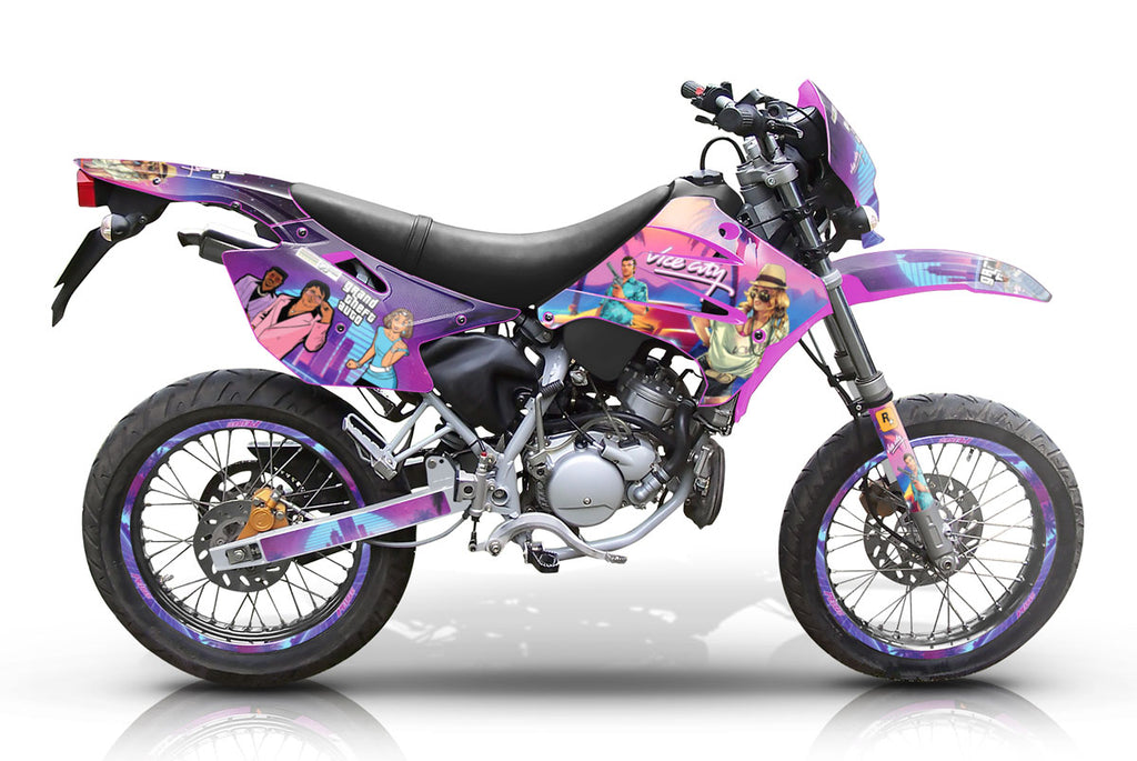 Kit déco 50cc Peugeot XP6 2004-2010 Vice City | autocollants moto | personnalisation 50cc | armysctv