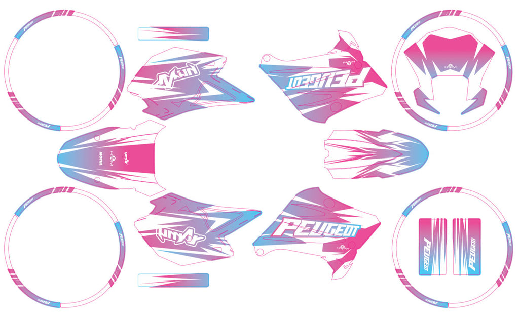 Kit déco 50cc Peugeot XP6 2004-2010 X-Fast | autocollants moto | personnalisation 50cc | armysctv